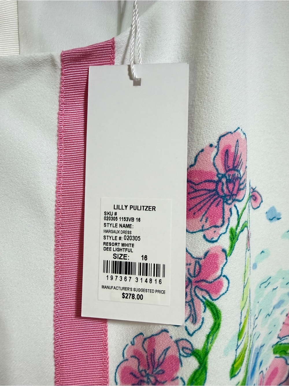 NWT Lilly Pulitzer Margaux 3/4 sleeve white pink flamingo beach palm dress 16 - Picture 5 of 10